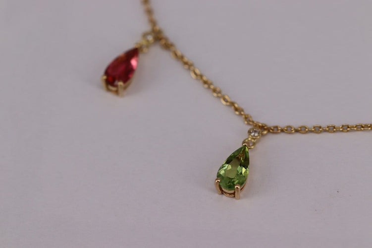 Collier en or jaune avec tourmaline et diamant 58 Facettes ME-TOUR-01