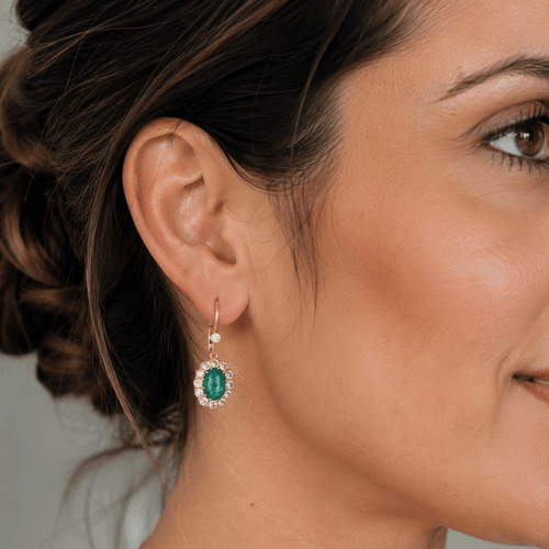 Boucles d'oreilles Boucles d'oreilles anciennes en or 18 kt avec émeraudes et diamants 58 Facettes OR249 P35 (00129)