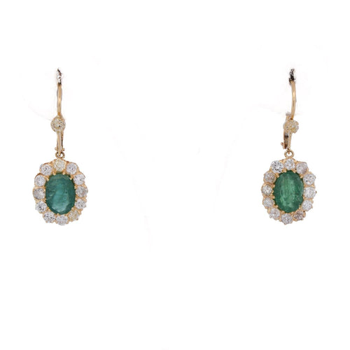 Boucles d'oreilles Boucles d'oreilles anciennes en or 18 kt avec émeraudes et diamants 58 Facettes OR249 P35 (00129)