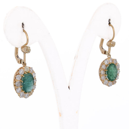 Boucles d'oreilles Boucles d'oreilles anciennes en or 18 kt avec émeraudes et diamants 58 Facettes OR249 P35 (00129)