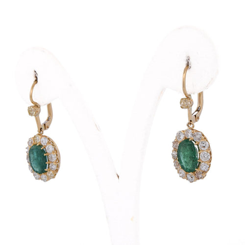Boucles d'oreilles Boucles d'oreilles anciennes en or 18 kt avec émeraudes et diamants 58 Facettes OR249 P35 (00129)