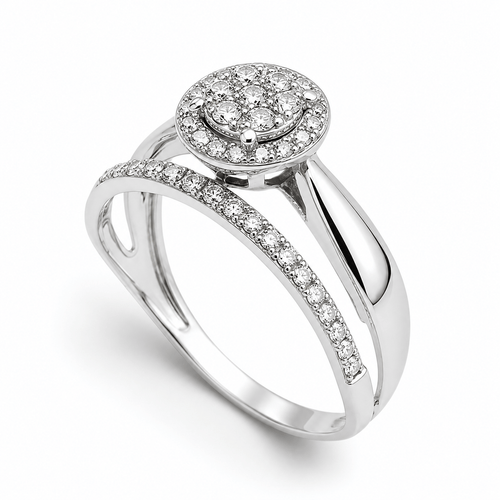 56 Bague en or blanc 18 carats et diamants 58 Facettes Bague en or blanc 18 carats et diamants