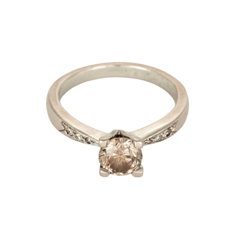 53 Bague solitaire en or gris et diamant cognac 0,80 ct 58 Facettes B260364