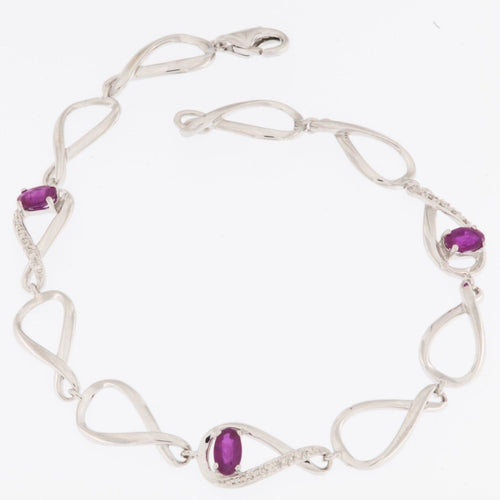 Bracelet moderne belge en or blanc, diamants et rubis 58 Facettes BR1508