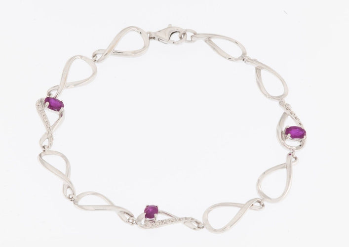 Bracelet moderne belge en or blanc, diamants et rubis 58 Facettes BR1508