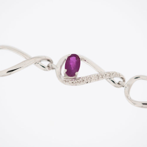 Bracelet moderne belge en or blanc, diamants et rubis 58 Facettes BR1508