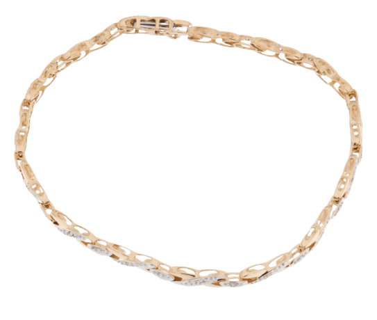 Bracelet français vintage en or jaune et blanc 18 carats avec diamants 58 Facettes BR1510
