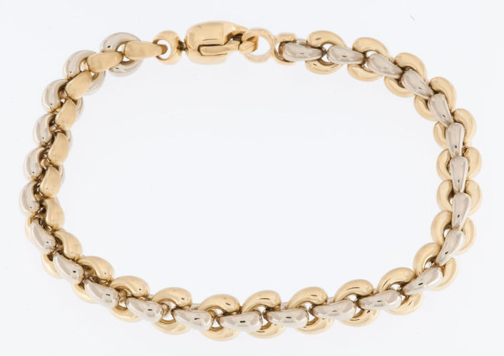 Bracelet à maillons en or jaune et or blanc 18 carats 58 Facettes BR1511