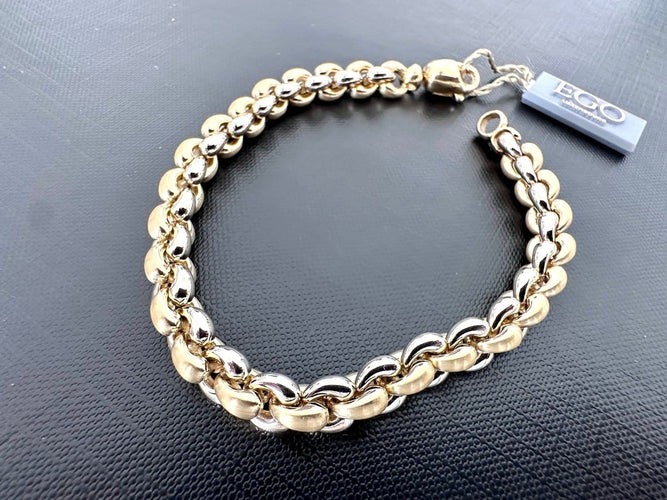 Bracelet à maillons en or jaune et or blanc 18 carats 58 Facettes BR1511
