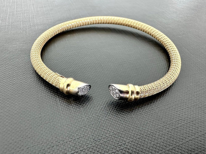Bracelet ouvert italien en or 18 carats et diamants 58 Facettes BR1512