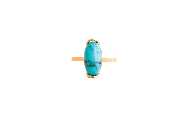 Bague navette cabochon turquoise