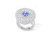 47 Bague bombée en or gris, saphir poire et diamants 58 Facettes 259177