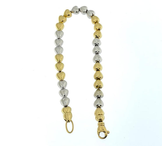 Bracelet italien en or jaune et blanc 18 carats 58 Facettes BR1533