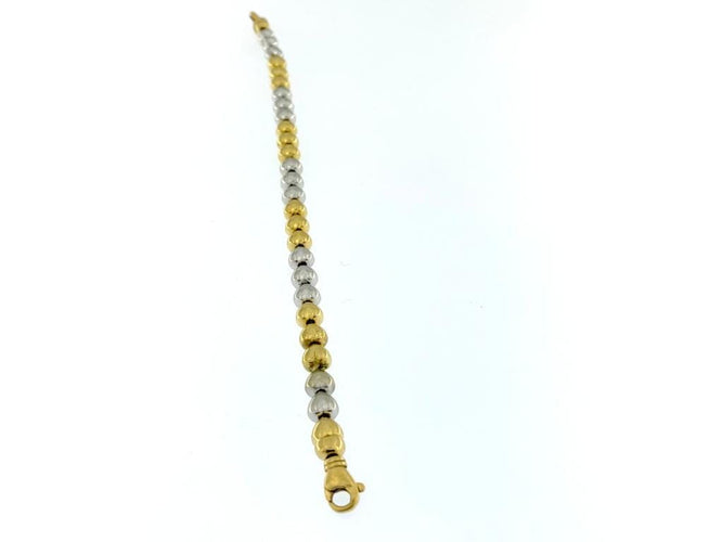 Bracelet italien en or jaune et blanc 18 carats 58 Facettes BR1533