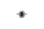 Marguerite Diamants et Saphir taille émeraude