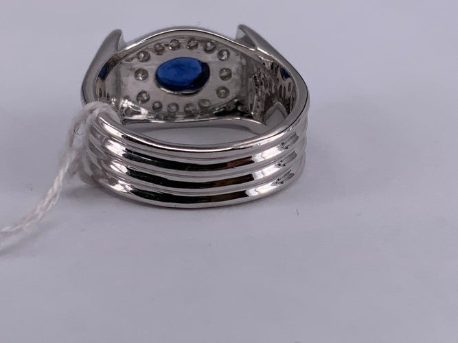 51.5 Bague Art déco en or blanc avec saphir et diamant 58 Facettes BA 786