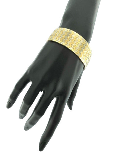 Bracelet rétro floral en or jaune et blanc 18 carats 58 Facettes BR1549D