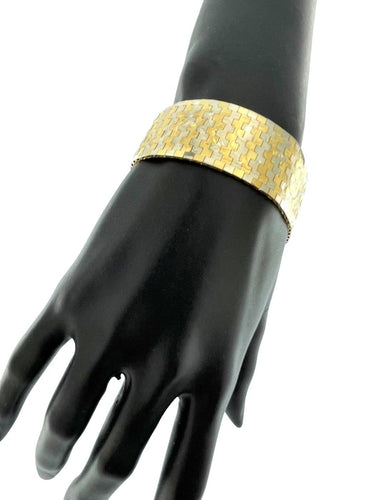 Bracelet rétro floral en or jaune et blanc 18 carats 58 Facettes BR1549D