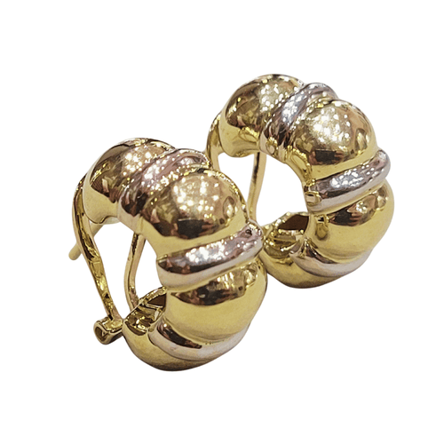 Boucles d'oreilles en or jaune et blanc 18 ct 58 Facettes TA264