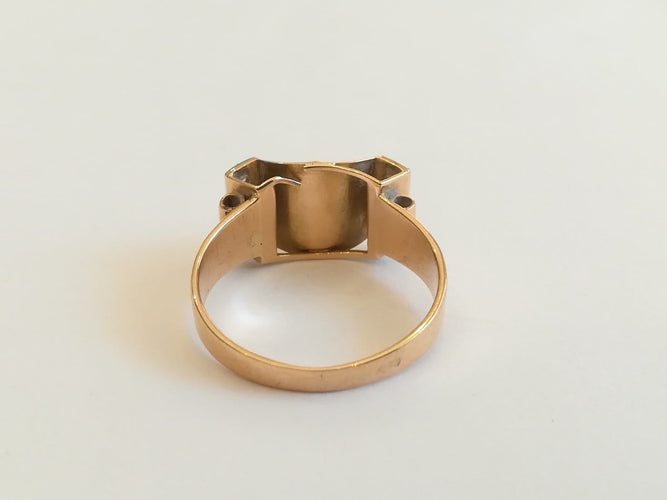 60 Tank Pont - Bague en or rose, platine, rubis et diamants 58 Facettes 01357