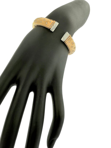 Bracelet manchette en or rose et or blanc avec diamants 58 Facettes BR1570D