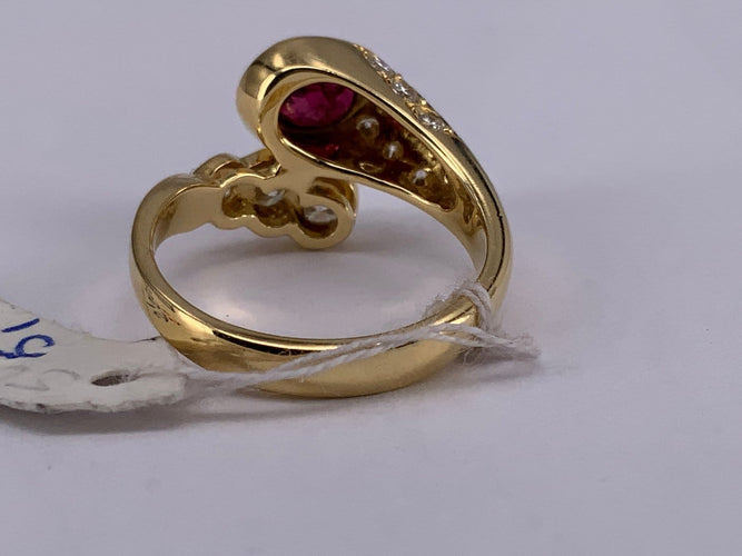 52 Bague serpent en or jaune 18 ct, rubis et diamants 58 Facettes BA 5