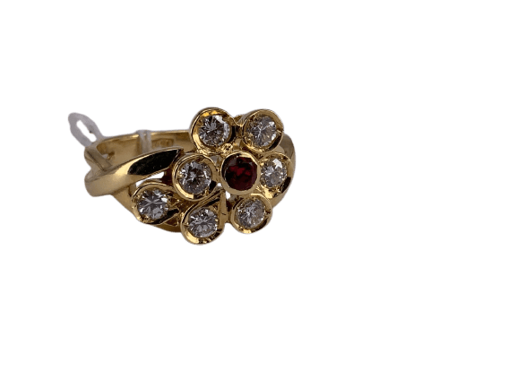 52 Bague fleur en or jaune, rubis et diamants 58 Facettes BA 3