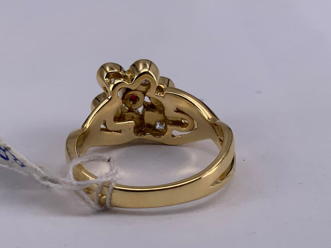 52 Bague fleur en or jaune, rubis et diamants 58 Facettes BA 3