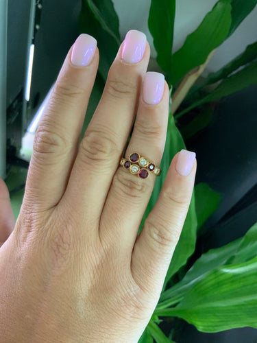 52 Toi et Moi - Bague en or jaune avec rubis et diamant 58 Facettes BA 671