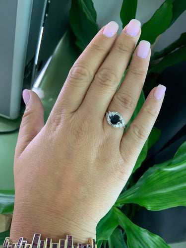 52 Bague baroque en or blanc 18 carats, saphir et diamant 58 Facettes BA 433