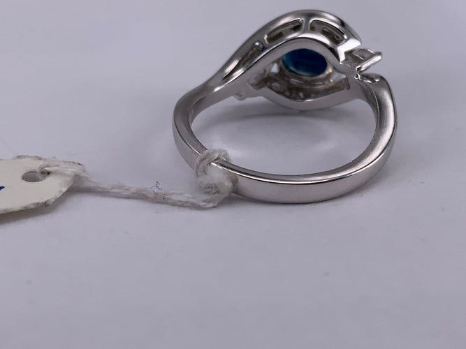 52 Bague baroque en or blanc 18 carats, saphir et diamant 58 Facettes BA 433