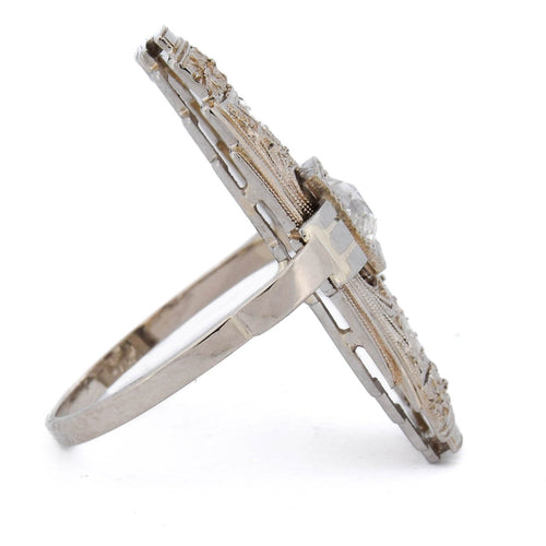 Bague 52 Bague Art Nouveau en or blanc 18 kt et diamants 58 Facettes AN691 (0079)