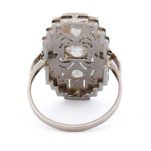 Bague 52 Bague Art Nouveau en or blanc 18 kt et diamants 58 Facettes AN691 (0079)