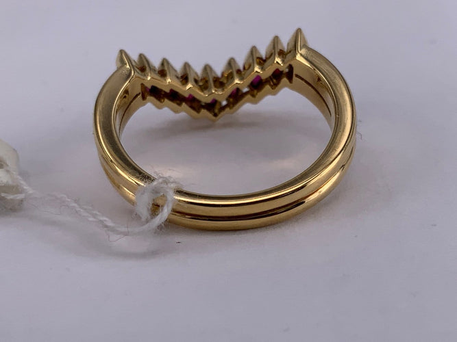 53 V - Bague en or jaune 18K et rubis marquise 58 Facettes BA 243