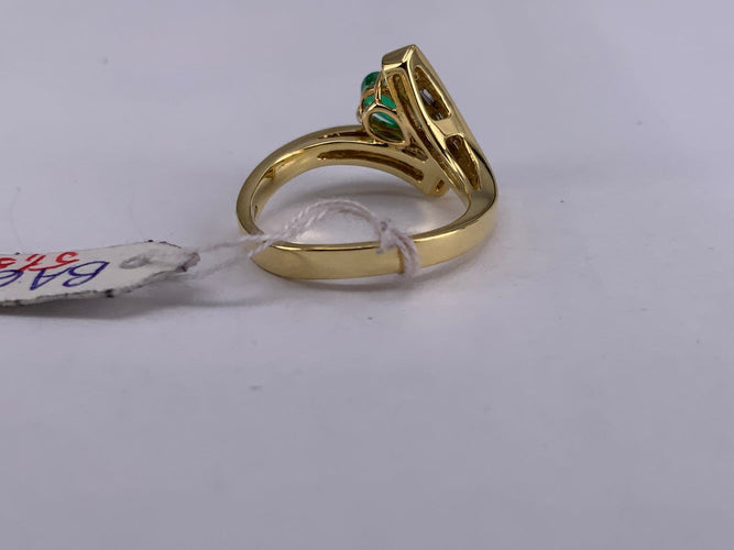 55 Bague poire en or jaune 18 carats, émeraude et diamant 58 Facettes BA 620