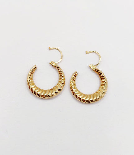 Boucles d'oreilles Créoles vintage - Boucles d'oreilles en or 18k à motifs géométriques 58 Facettes A07632