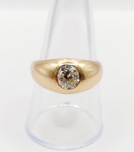 59 Bague jonc dôme en or rose 18k et diamant taille ancienne 58 Facettes A07653