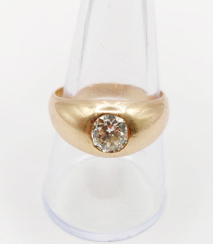59 Bague jonc dôme en or rose 18k et diamant taille ancienne 58 Facettes A07653
