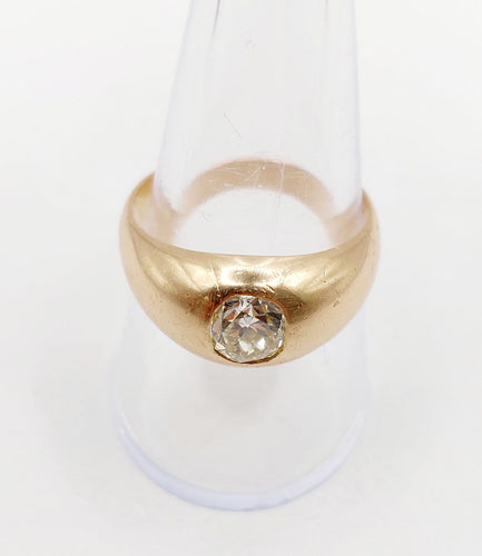 59 Bague jonc dôme en or rose 18k et diamant taille ancienne 58 Facettes A07653