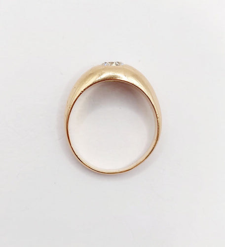 59 Bague jonc dôme en or rose 18k et diamant taille ancienne 58 Facettes A07653