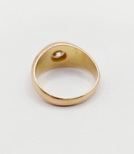 59 Bague jonc dôme en or rose 18k et diamant taille ancienne 58 Facettes A07653
