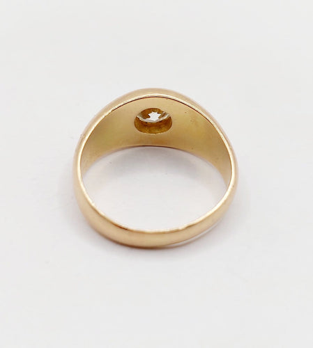 59 Bague jonc dôme en or rose 18k et diamant taille ancienne 58 Facettes A07653
