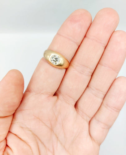 59 Bague jonc dôme en or rose 18k et diamant taille ancienne 58 Facettes A07653