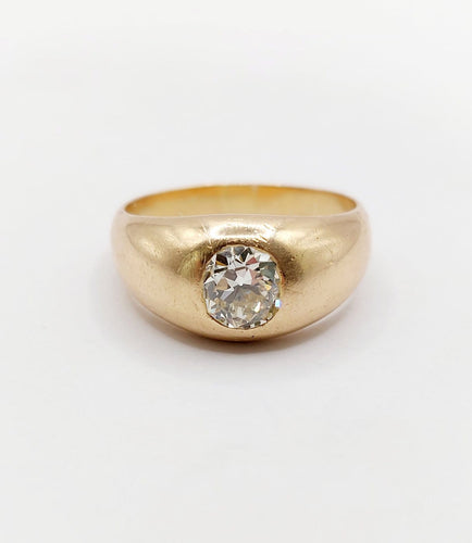 59 Bague jonc dôme en or rose 18k et diamant taille ancienne 58 Facettes A07653