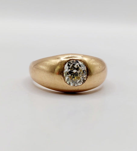 59 Bague jonc dôme en or rose 18k et diamant taille ancienne 58 Facettes A07653