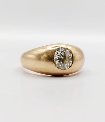59 Bague jonc dôme en or rose 18k et diamant taille ancienne 58 Facettes A07653