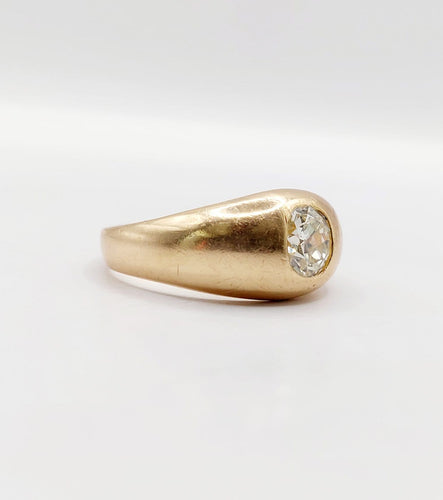 59 Bague jonc dôme en or rose 18k et diamant taille ancienne 58 Facettes A07653