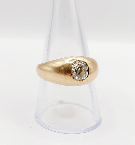 59 Bague jonc dôme en or rose 18k et diamant taille ancienne 58 Facettes A07653