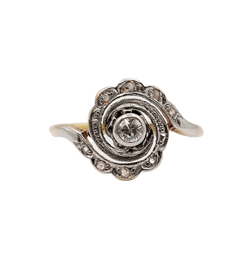 50.5 Bague tourbillon antique en or 18k, platine et diamants 58 Facettes A07658