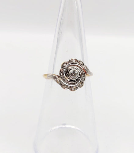 50.5 Bague tourbillon antique en or 18k, platine et diamants 58 Facettes A07658